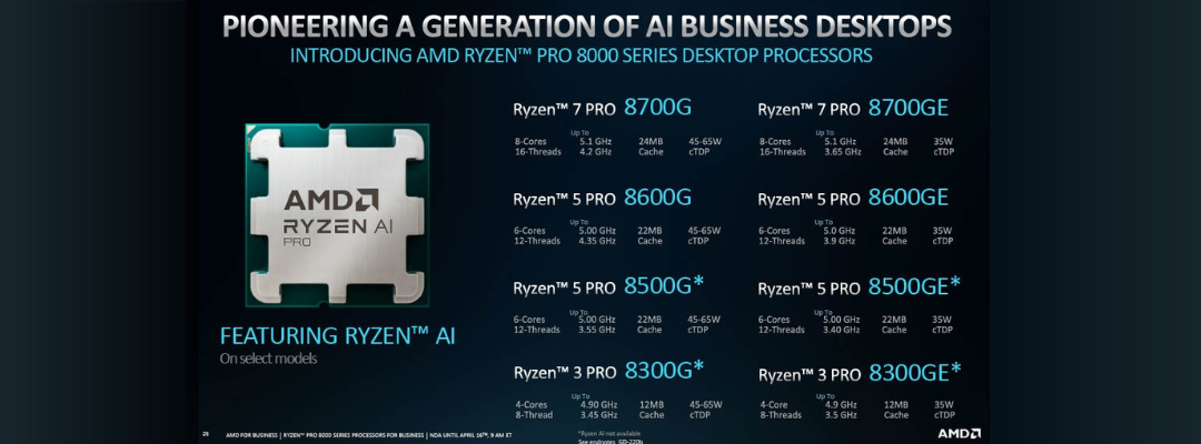 Neue Desktop- und Mobilprozessoren von AMD: Ryzen PRO 8000G und Ryzen PRO 8040
